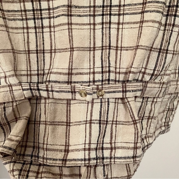 VTG Silk Exchange Silk Vest Sz XL Brown Nubby Plaid Button Front Cottagecore - Picture 6 of 7